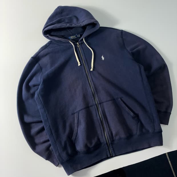 Polo 폴로 랄프로렌 자수 코튼 네이비 써멀 후드집업