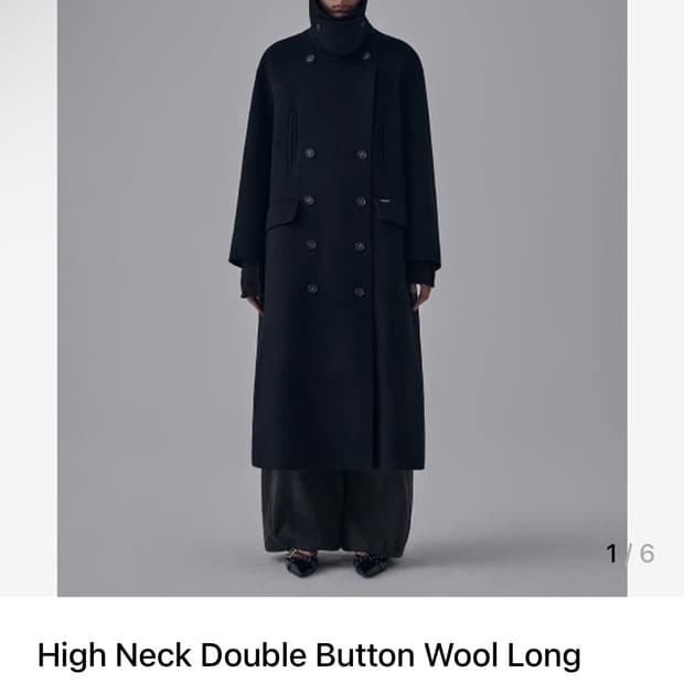 트리밍버드 하이넥 더블버튼 롱 코트