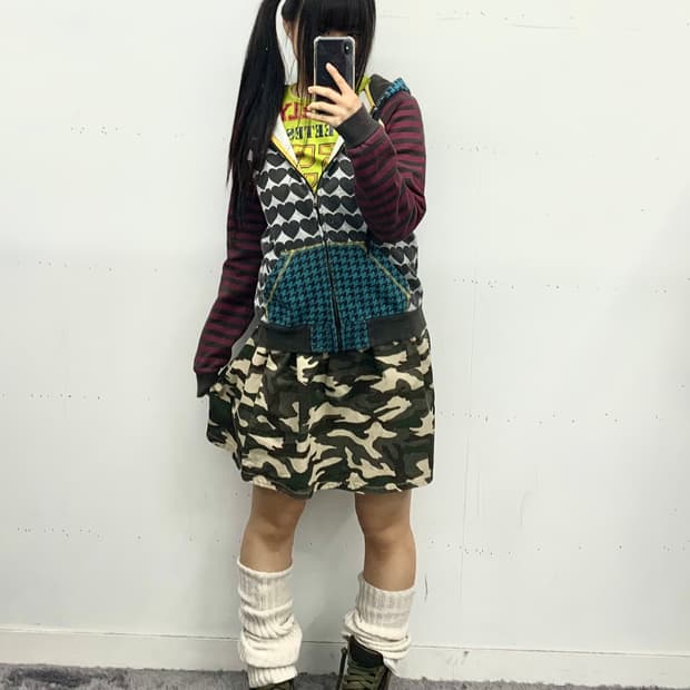 재패니즈 카모 플레어 스커트