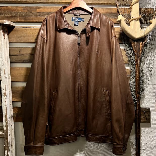[2XL]폴로 랄프로렌 맥스웰 램스킨 레더 자켓