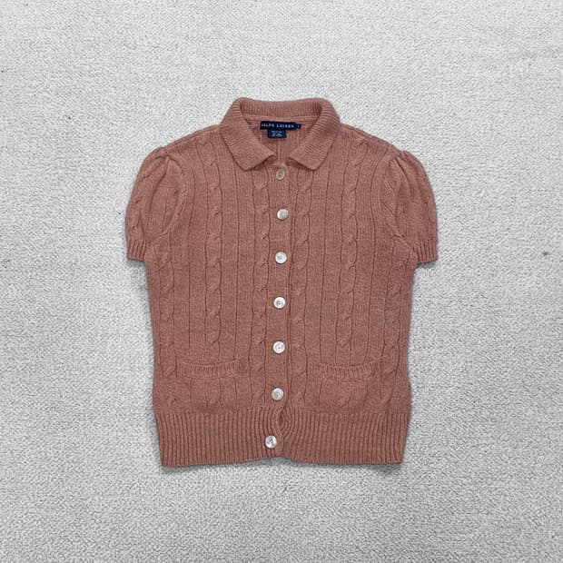폴로 랄프로렌 케이블 니트 반팔 가디건