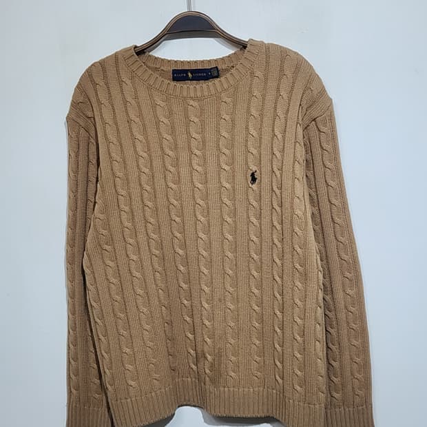 (L) 랄프로렌 폴로 꽈배기 니트 진베이지 케이블 스웨터 