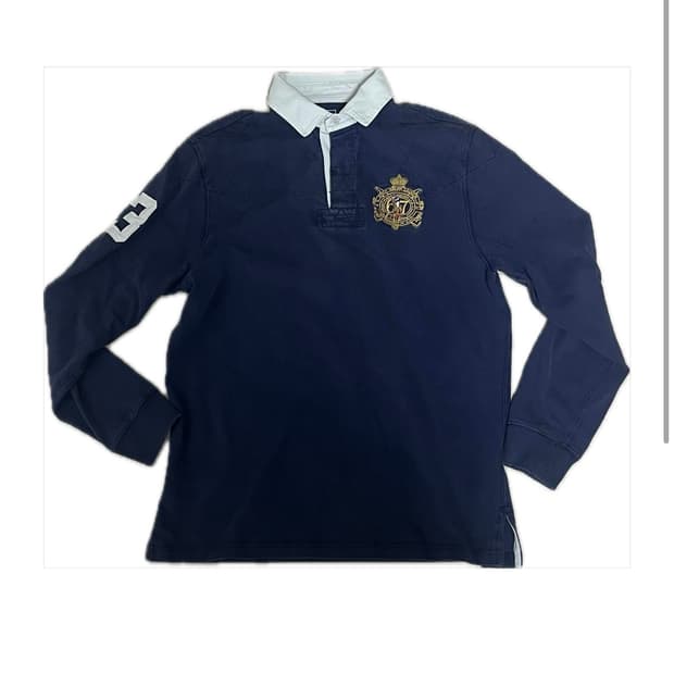 폴로 랄프 로렌 헤리티지 67 크레스트 자수 퀼팅 럭비 셔츠