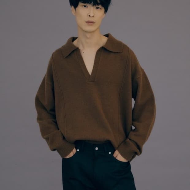 문선 램스울 카라 니트
