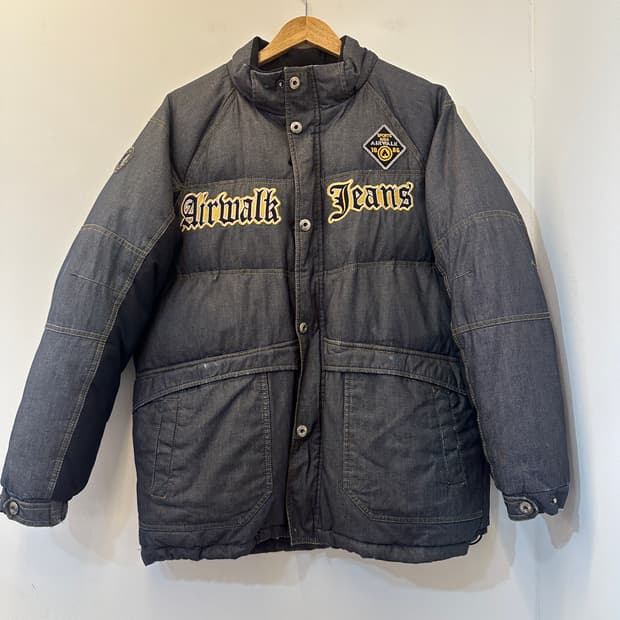 XL)에어워크 진스 데님 오리털 숏 패딩 점퍼