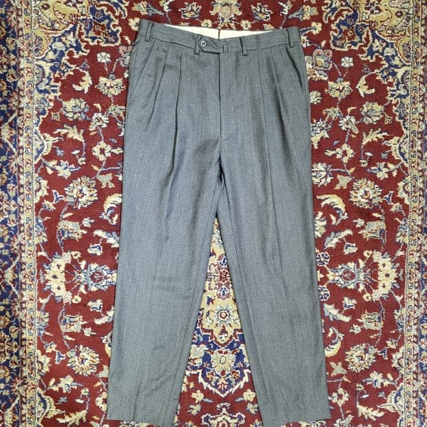 에르메네질도 제냐 울 패브릭 투 턱 트라우져 48R