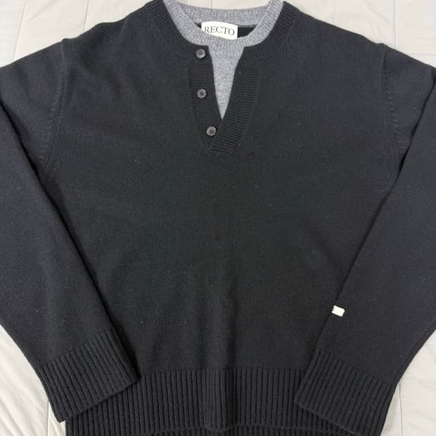 M 렉토 더블 레이어드 니트 블랙