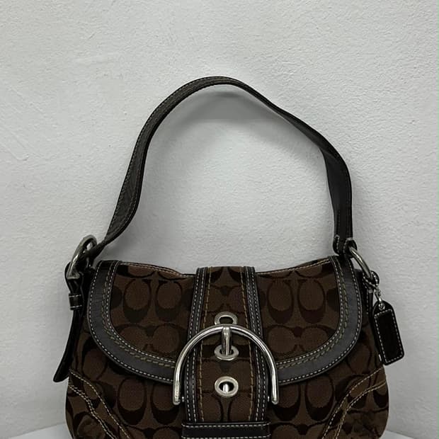 코치 브라운 빅버클 자가드 숄더 & 토트백