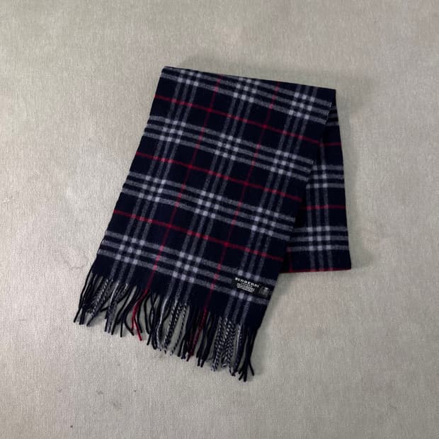 버버리 노바체크 캐시미어 네이비 머플러 