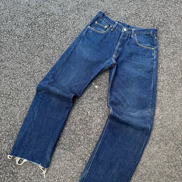 90‘Levi’s 빈티지 501 인디고 컬러 컷팅 데님팬츠