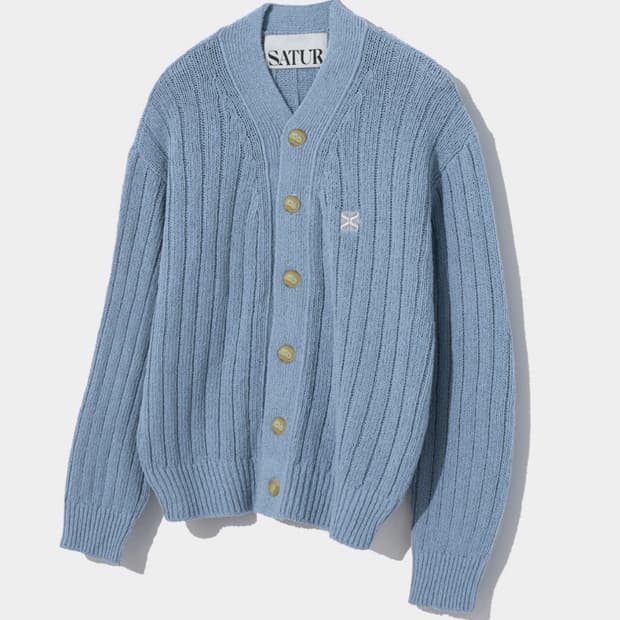 세터 파로 오버사이즈 부클 가디건 에메랄드 블루 L  