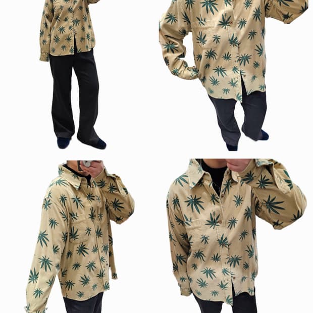 베이지 Hemp leaf 코듀로이 셔츠