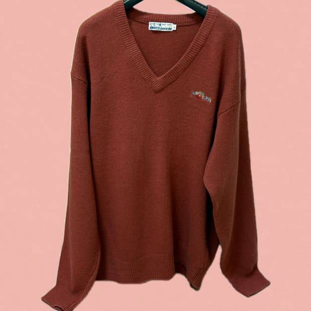 Brick v-neck knit
