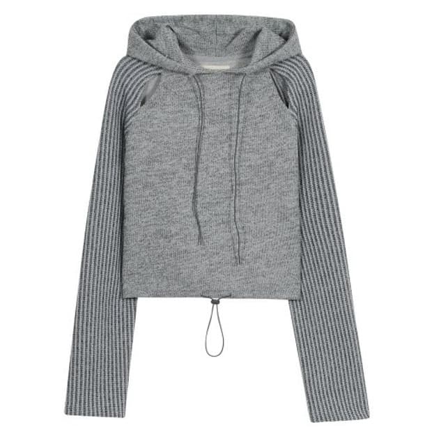 타입서비스 니트 사이드 슬릿 후드 그레이