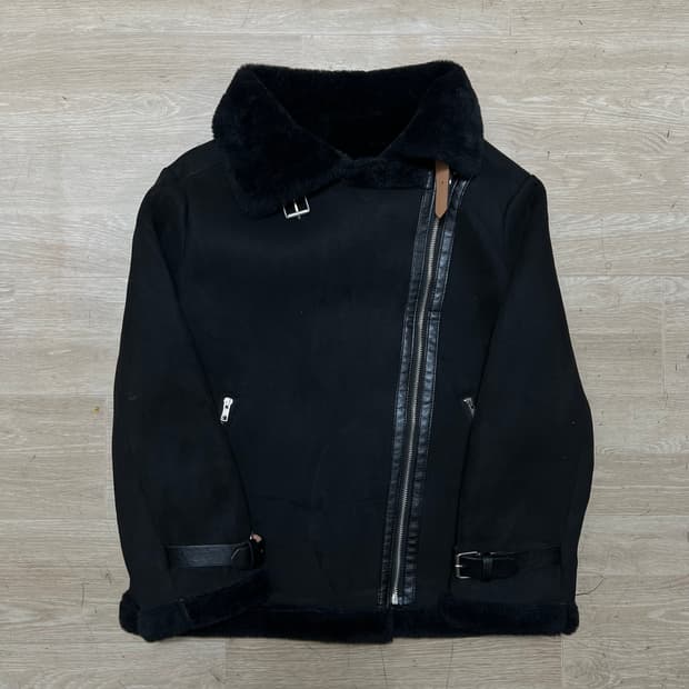 남성 퍼안감 스웨이드 무스탕 가죽자켓 [블랙] M/95