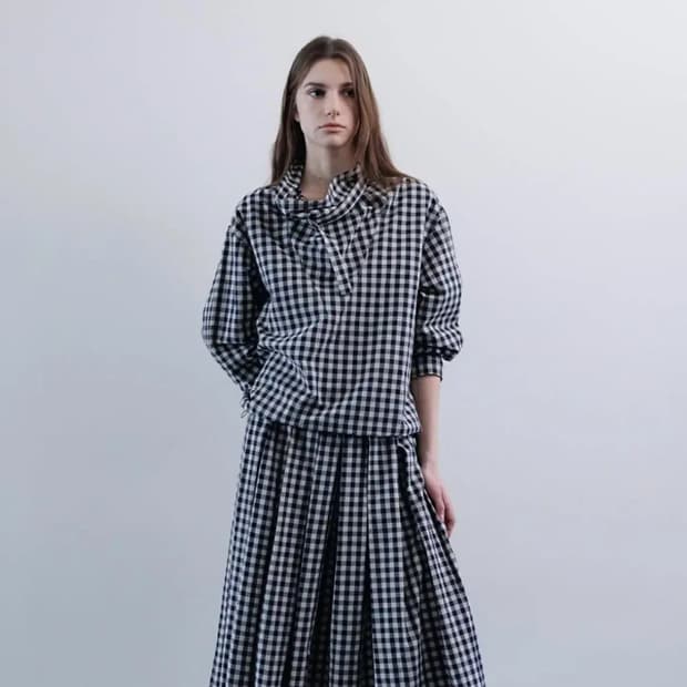 moondal 문달 벨트 아노락(belted anorak) 네이비체크