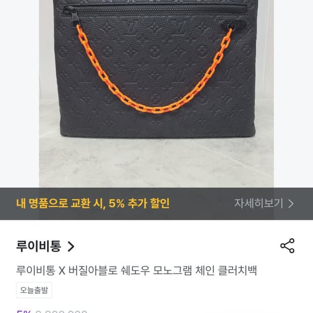 정품 루이비통 X 버질아블로 토뤼옹 모노그램 클러치백 