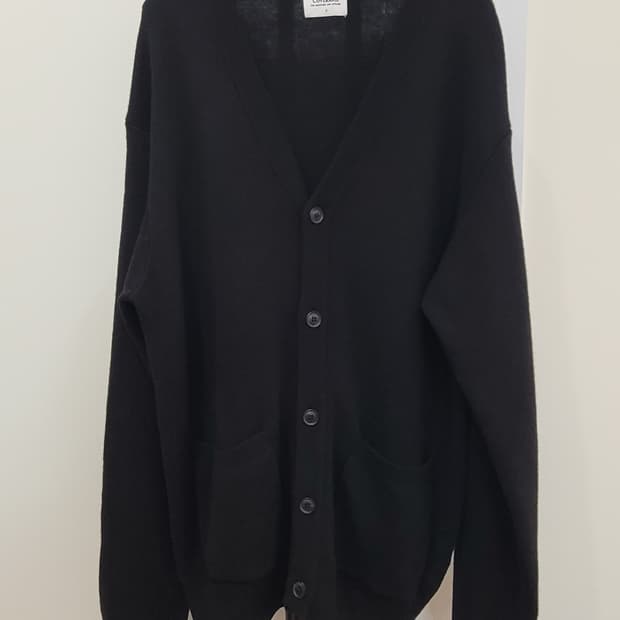 커버낫 울 캐시미어 블랙 브이넥 가디건 남녀공용 오버핏 S사이즈