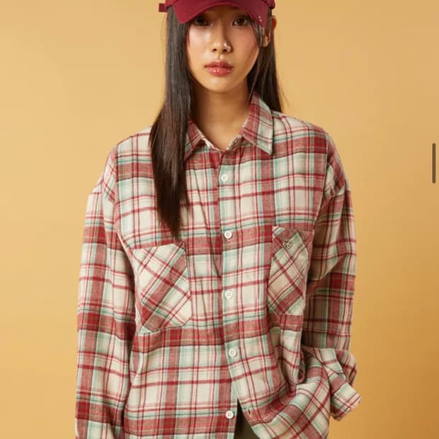 콜릿 기모 체크 셔츠 팝니다