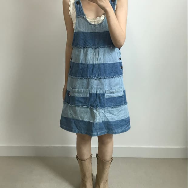 빈티지 데님 멜빵 원피스