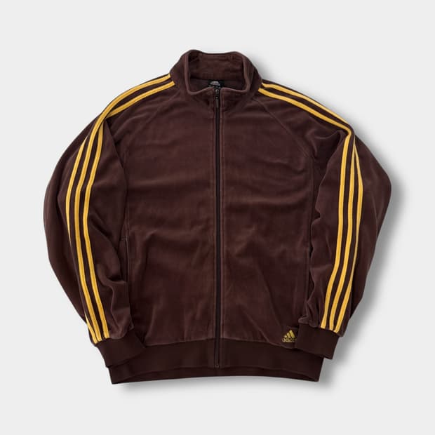 아디다스 오버핏 00‘s 브라운 벨벳 3strip 트랙 져지