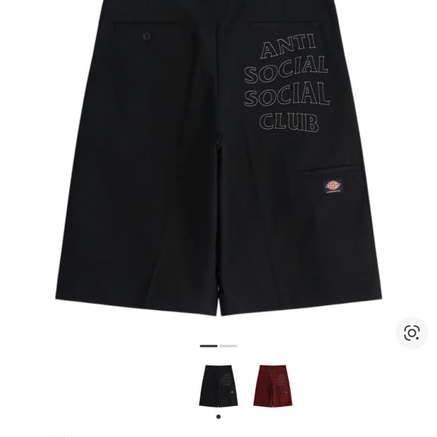 S,S사이즈 디키즈 안티소셜클럽 로고 티셔츠&워크 쇼츠 블랙