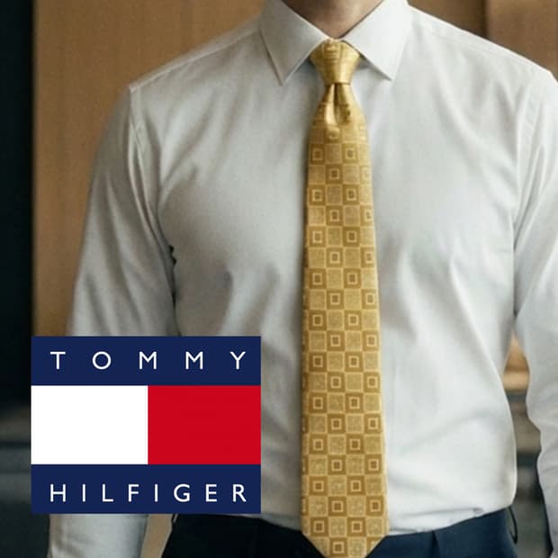 타미 힐피거 실크 레몬 패턴 넥타이 9.6cm A등급 K2377