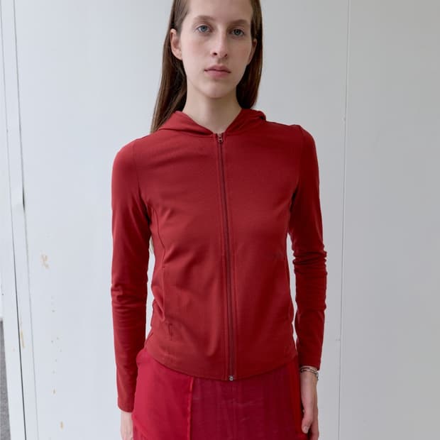 Pica 피카 슬림핏 후드 집업 레드