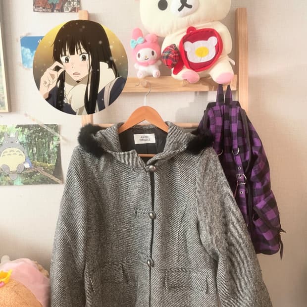 모리걸 빈티지 무채색 사와코 퍼 후드코트🖤🤍