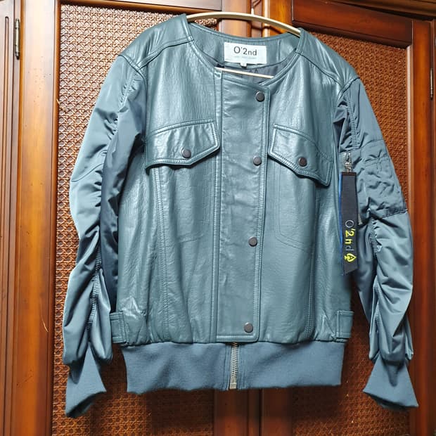 (66) 오즈세컨 램스킨 양가죽 노카라 블루종 항공점퍼 MA1