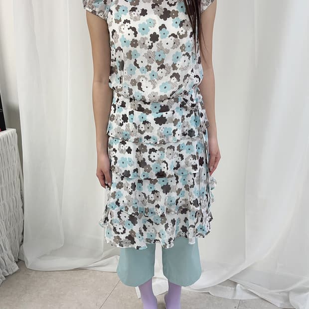 m's gracy민트 초코 플로럴 티어드 원피스