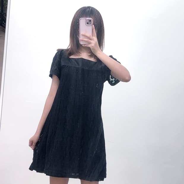 공겜여주 대장템 블랙 레이스 미니 원피스