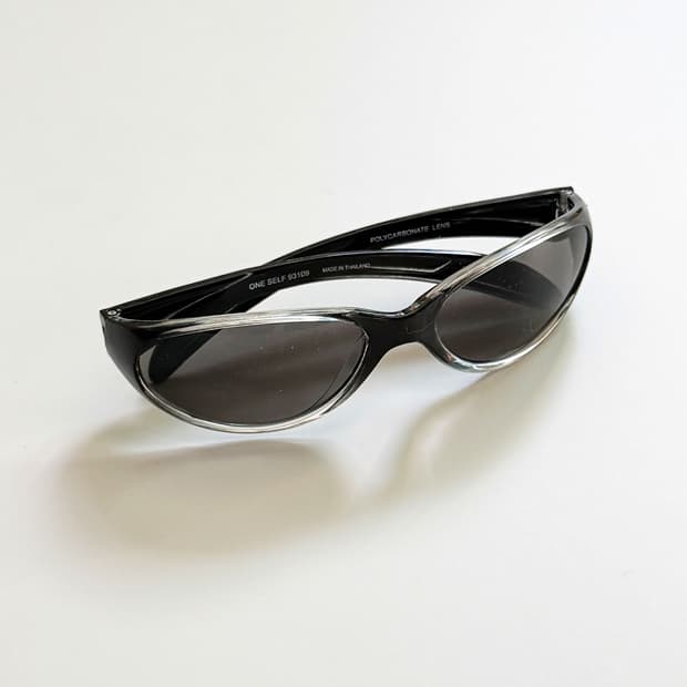 90s ONE SELF 블랙 그라데이션 랩 스포티 빈티지 선글라스