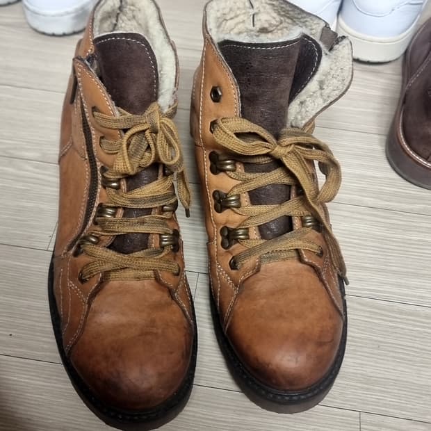 빈티지 양털 가죽 워커 부츠 브라운(285)