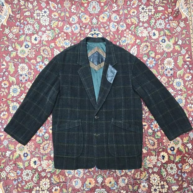 90s 랑방(LANVIN) 체크 울 자켓 105~110