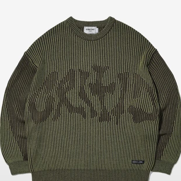 [XL] 크리틱 로고 니트 카키