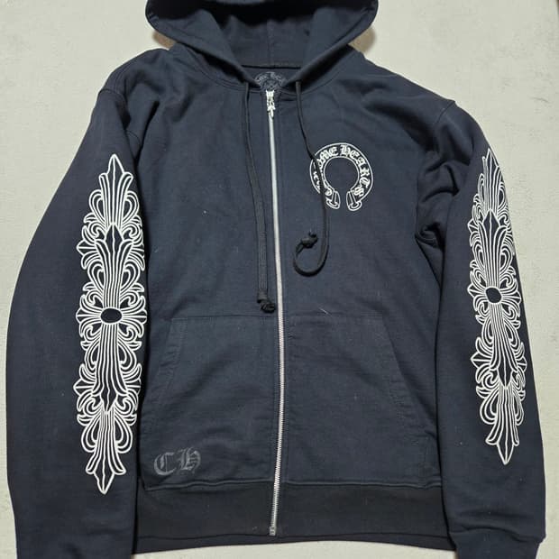 [L] 크롬하츠 헤비웨이트 홀스슈 플로랄 후드집업