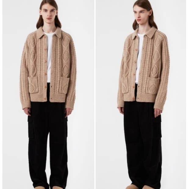 수아레 / 에어 울 아란 니트 가디건, 남성 가디건 / L(105)