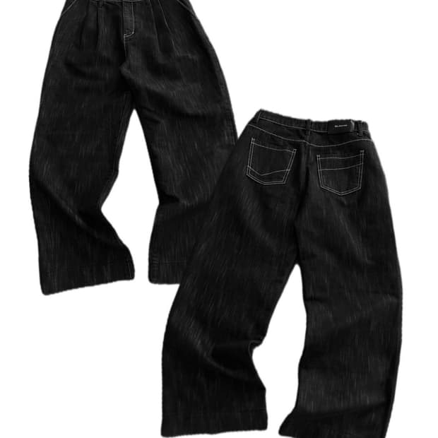 마조네 흑청 생지 데님팬츠