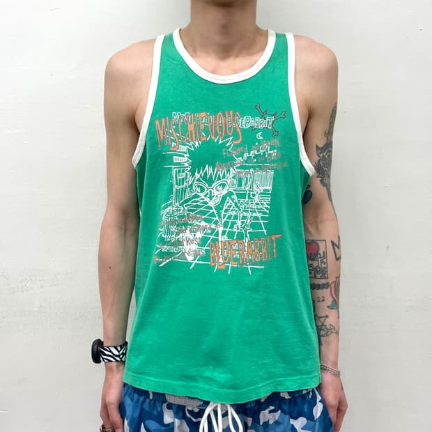 boy skeleton green sleeveless shirt 
