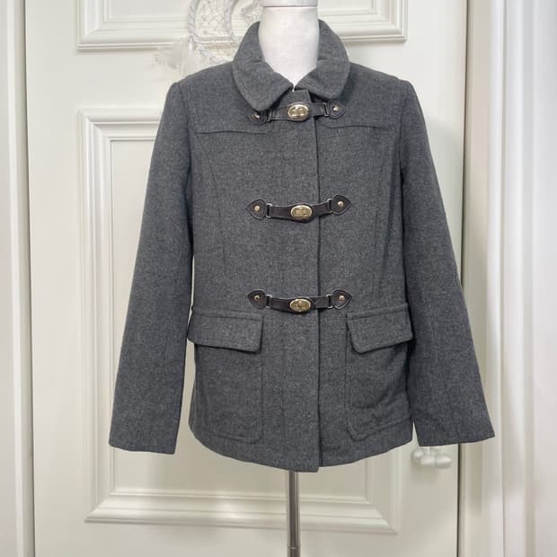 charcoal button point short coat