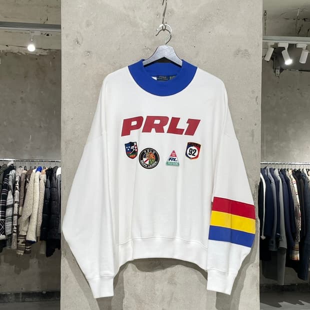 폴로 랄프로렌 화이트 PRL1 레이싱 패치 스웻 셔츠