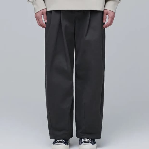 무탠다드 코튼 와이드 벌룬 팬츠 다크그레이 34