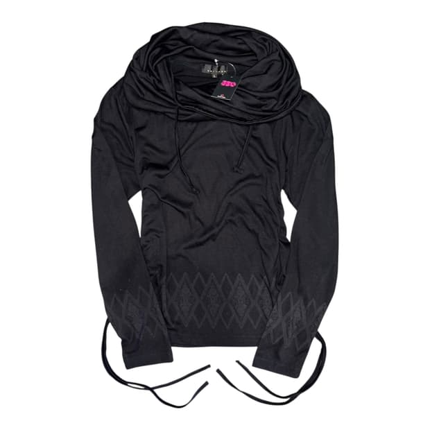 패턴 넥 셔링 긴팔티 y2k