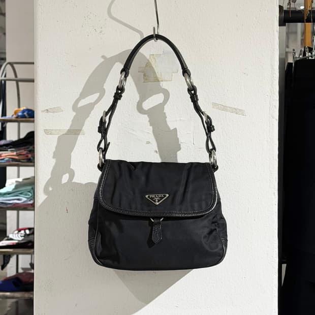 프라다 블랙 나일론 미니 숄더백