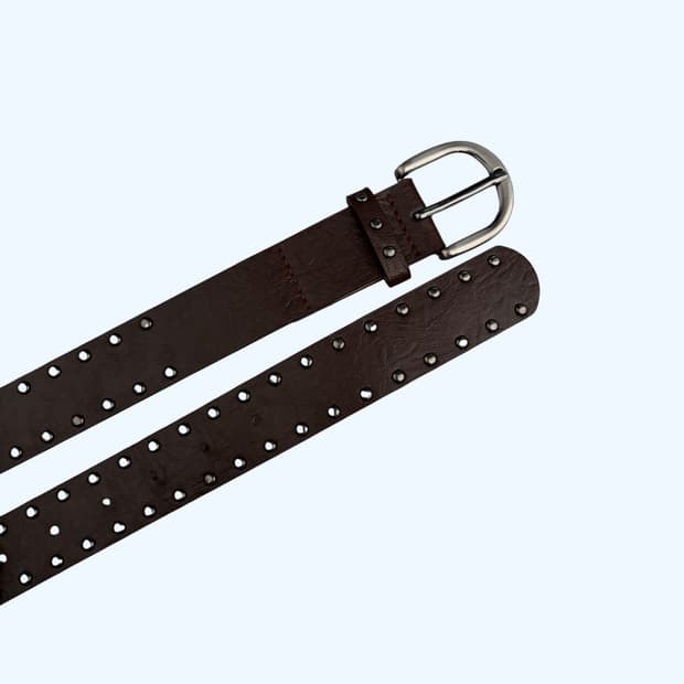 스터드 브라운 레더 벨트