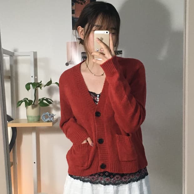 유니클로 토마토 포켓 가디건