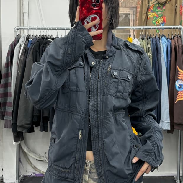 디젤 유틸리티 포켓 네이비 봄버자켓