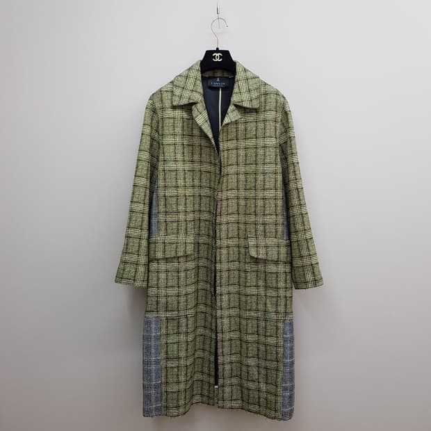 한섬 랑방 멀티 체크 배색 롱 코트 88-98-165사이즈
