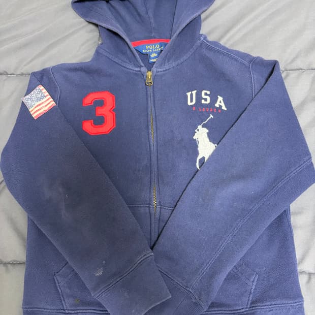 폴로 빅포니 후드집업 네이비